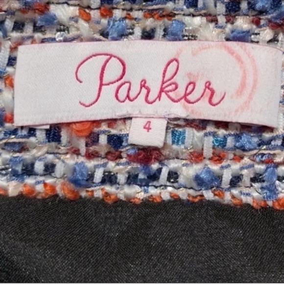 PARKER high waist tweed mini skirt satin lining softie Barbiecore Size L - Picture 8 of 8